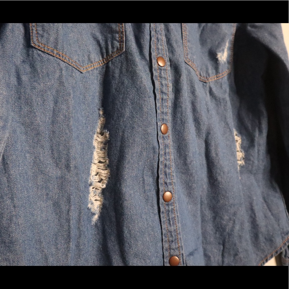 Women Jean Flannel With Rips - Picture 5 of 9